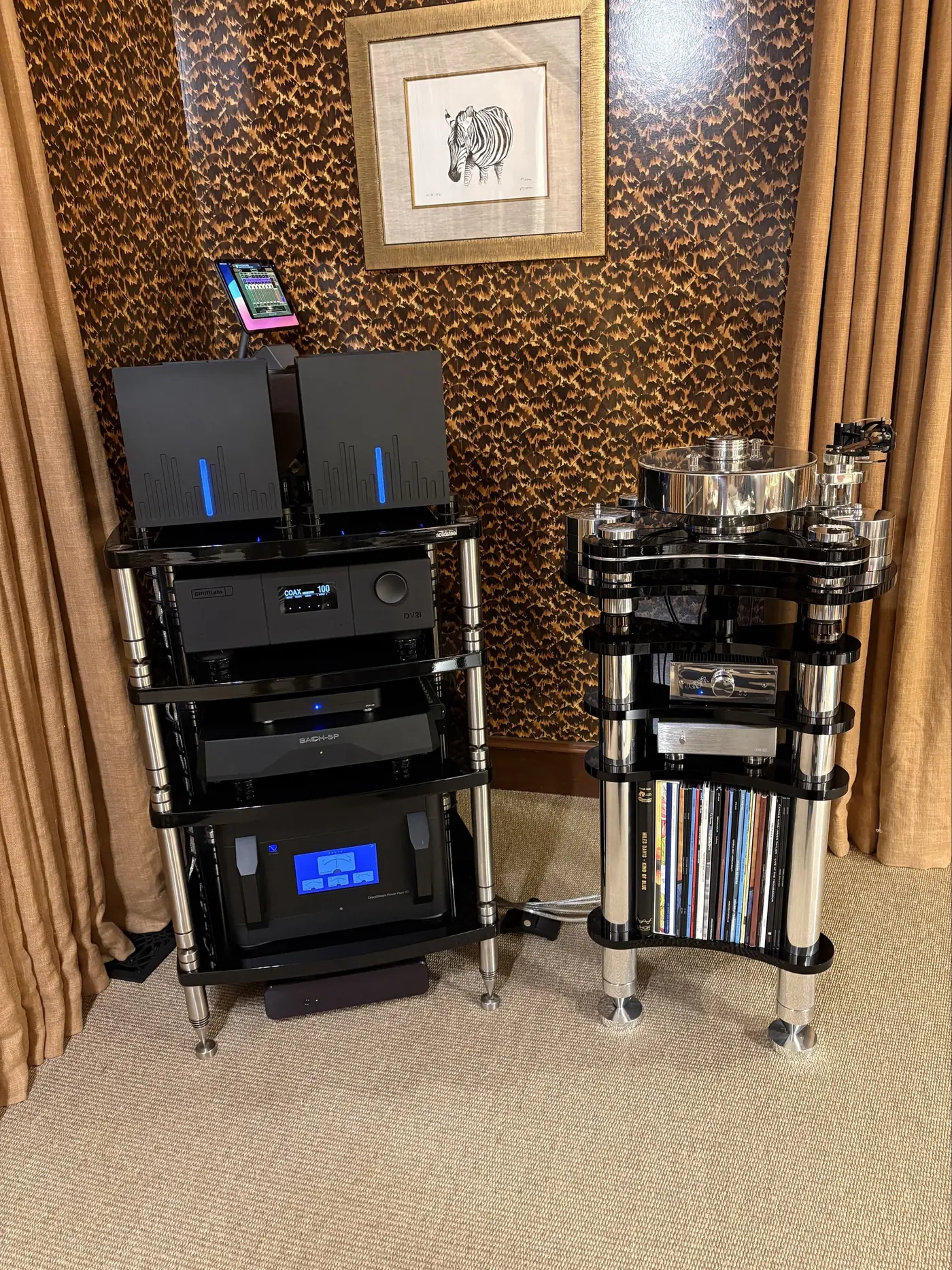Client listening session with premium hi-fi equipment in the TES demo room