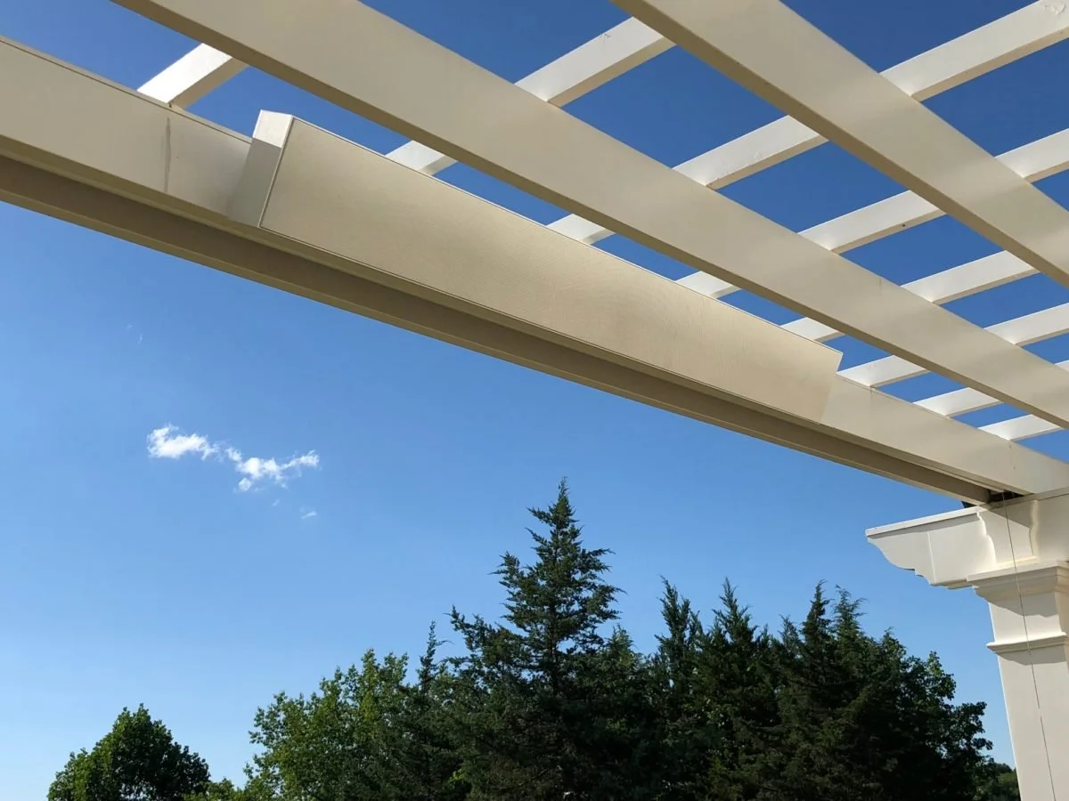 Speaker hidden in pergola beam