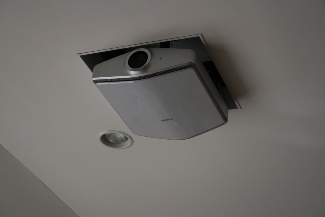 Sony projector deployed from recessed ceiling mount